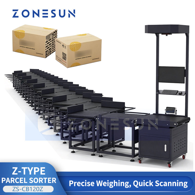 ZONESUN ZS-CB120Z Automatic Parcel Sorting Conveyor with Barcode Scanner & Dynamic Weighing