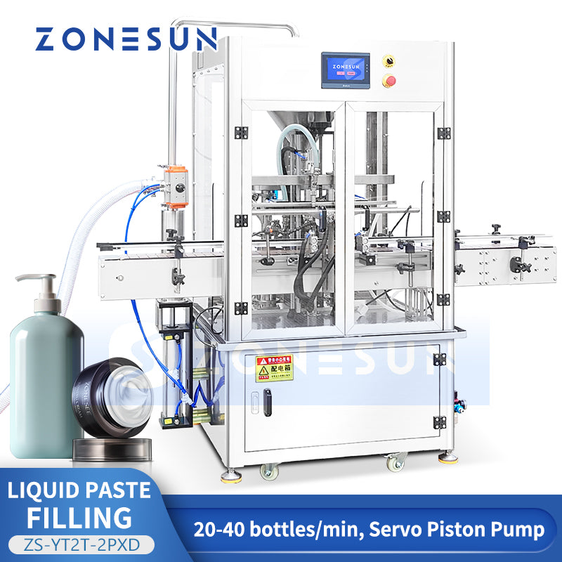 ZONESUN ZS-YT2T-2PXD Automatic 2 Heads Servo Piston Pump Shampoo Lotion Paste Filling Machine