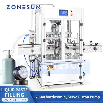 ZONESUN ZS-YT2T-2PXD Automatic 2 Heads Servo Piston Pump Shampoo Lotion Paste Filling Machine