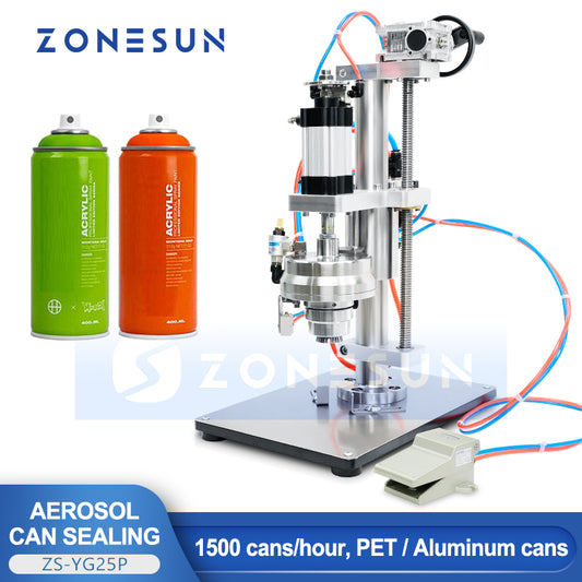 ZONESUN ZS-YG25P Pneumatic Aerosol Can Crimping Machine Can Sealer