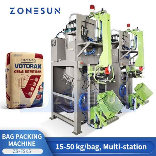 ZONESUN ZS-FSK5 Fully Automatic 15-50kg Cement Valve Bag Packing Machine Rotary Multi-Station Dry Mortar Putty Powder Bagging Machine