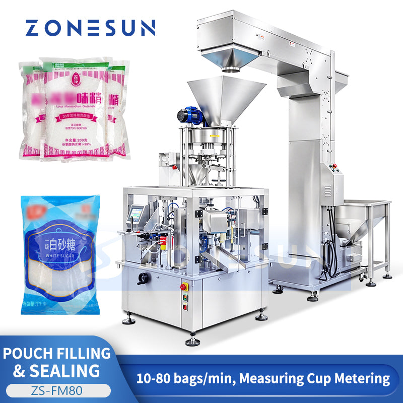 ZONESUN ZS-FM80 6-Station Premade Pouch Filling & Sealing Packaging Machine