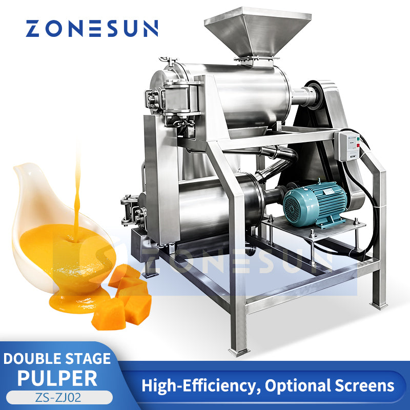 ZONESUN ZS-ZJ02 Fruit Pulper Machine Applications Tomato, Mango, Berry & Soft Fruit Processing