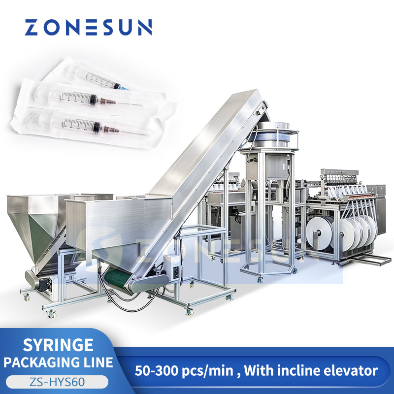 ZONESUN ZS-HYS60 Automatic Syringe Packing Machine with Feeding, Sealing and Cutting System