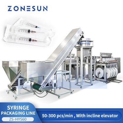 ZONESUN ZS-HYS60 Automatic Syringe Packing Machine with Feeding, Sealing and Cutting System
