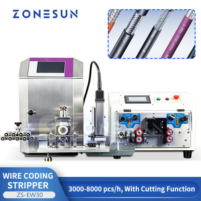 ZONESUN ZS-EW30 CNC Wire Cutting Stripping Machine with Automatic Inkjet Coding System