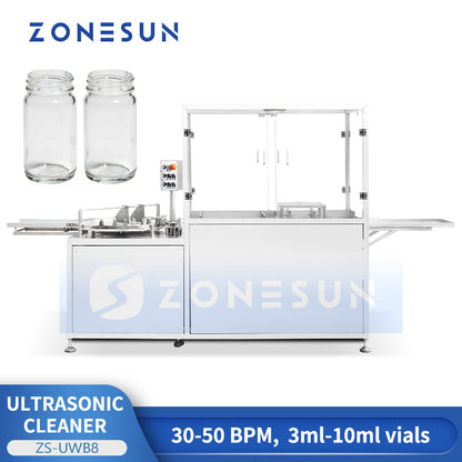 ZONESUN ZS-UWB8 Automatic Ultrasonic Vial Washing Machine for 3ml-10ml BottlesDual Lane Bottle Cleaner