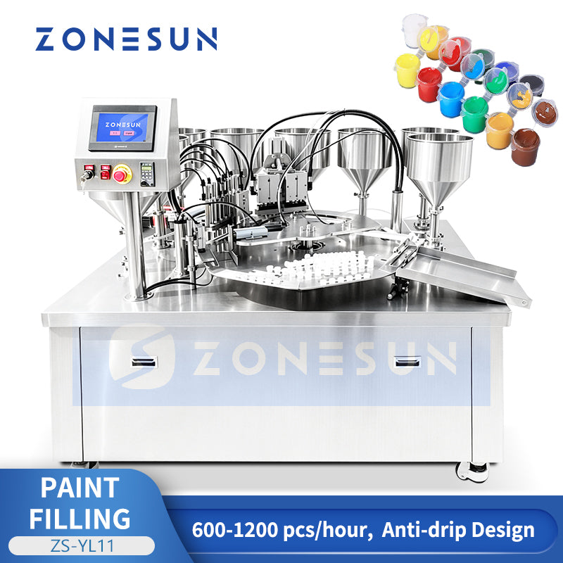 ZONESUN ZS-YL11 Rotary 1.5-10ml Paint Liquid Filling and Sealing Machine for Paint & Coating Industry