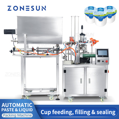 آلة ZONESUN ZS-FS600 الأوتوماتيكية لتعبئة وتركيب أغطية أكواب الآيس كريم والمعجون