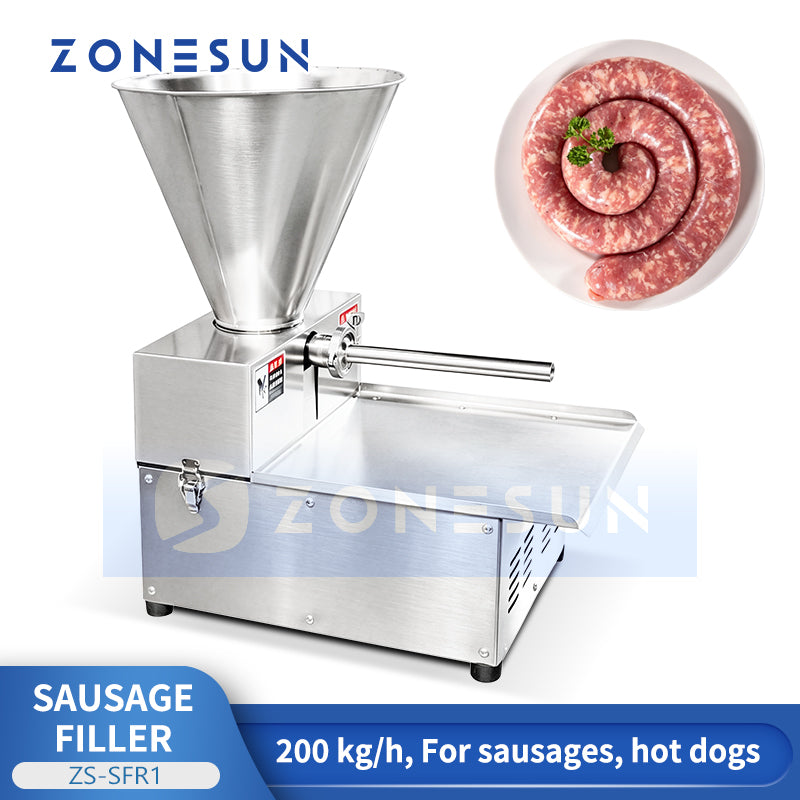 ZONESUN ZS-SFR1 Electric Sausage Stuffer Machine with Stainless Steel Hopper for Meat Filling