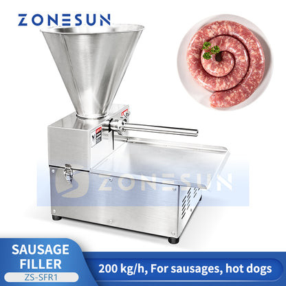 ZONESUN ZS-SFR1 Electric Sausage Stuffer Machine with Stainless Steel Hopper for Meat Filling