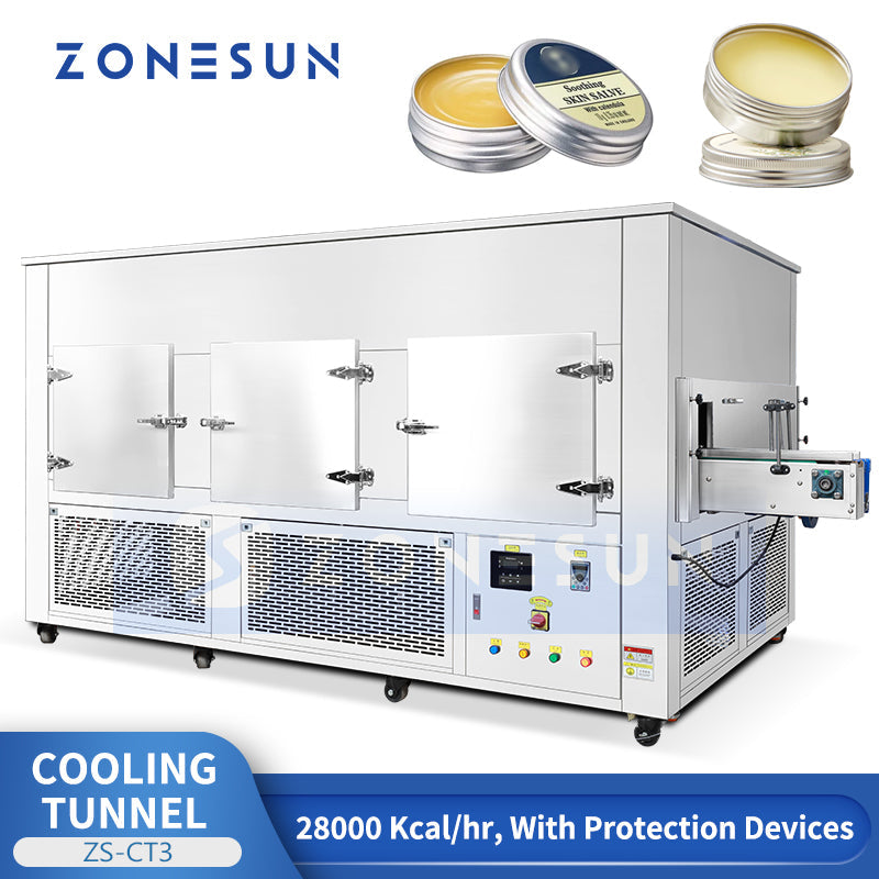 ZONESUN ZS-CT3 Reciprocating Conveyor Cooling Tunnel for Hot-Filled Creams and Food Products