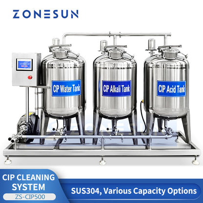 ZONESUN ZS-CIP500 Fully Automatic 3-Tank CIP Cleaning System | 100–1000L | SUS304 | Dairy Beverage Brewery