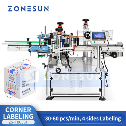 ZONESUN ZS-TB833F 4 Corner Labeling Machine for Cosmetic Box Tamper-evident Security Labeler