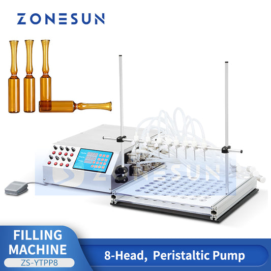 ZONESUN ZS-YTPP8 Automatic Liquid Filling Machine Peristaltic Filler for Small Dose Essential Oil Perfume