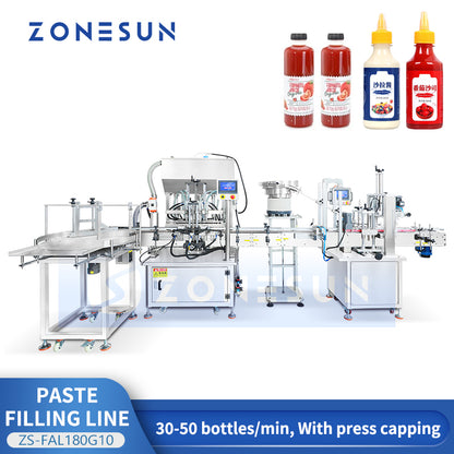 ZONESUN ZS-FAL180G10 Automatic Viscous Paste Filling Cap Pressing and Tightening Line