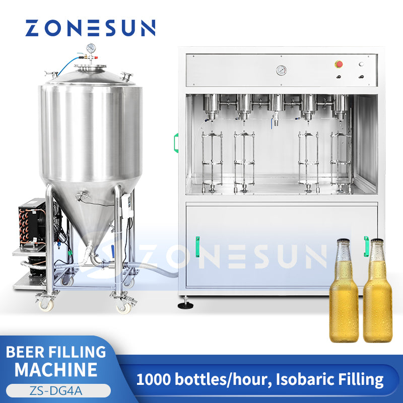 ZONESUN ZS-DG4A 4-Head Isobaric Beer Bottle Filling Machine with Fermentation Tank