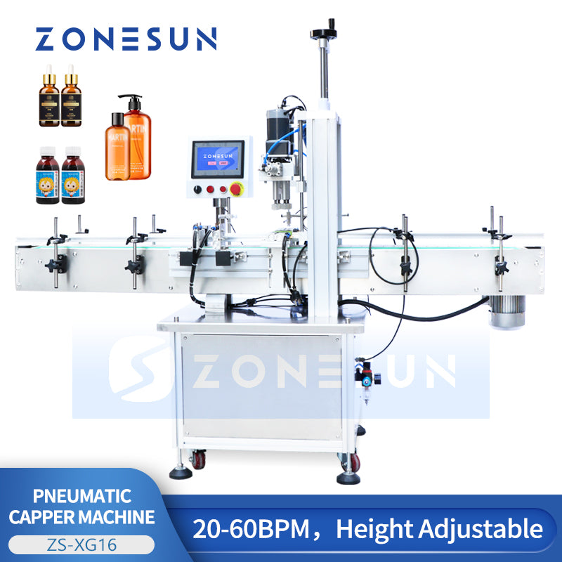 Máquina automática neumática de tapado de botellas ZONESUN 18-70 mm