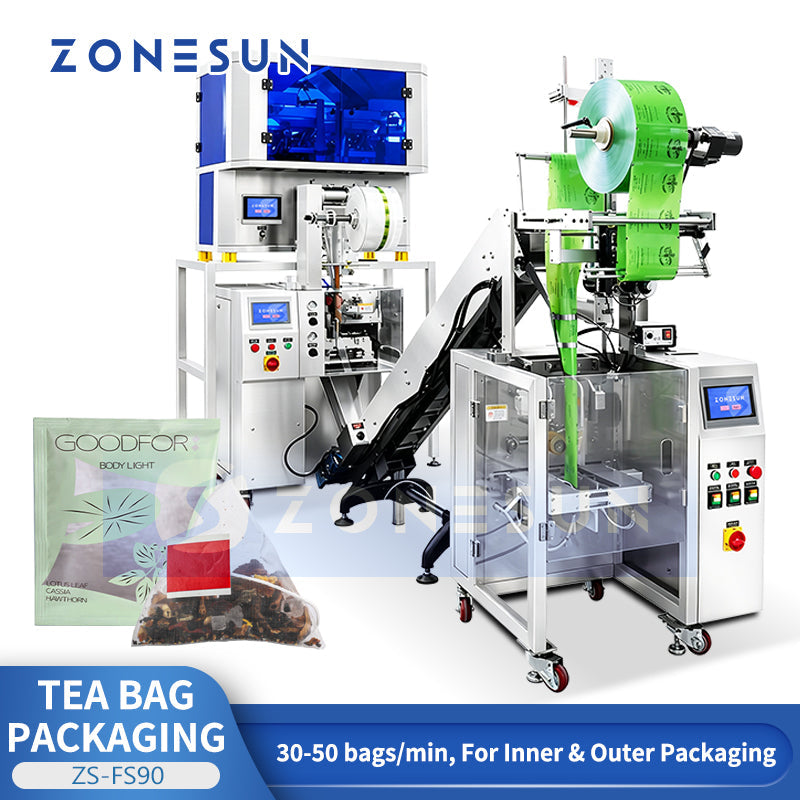ZONESUN ZS-FS80 Pyramid Tea Bag Filling Sealing and Outer Envelope Packing Machine
