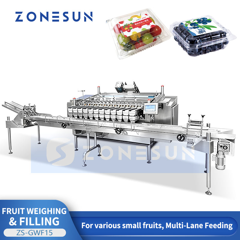ZONESUN ZS-GWF15 Automatic Small Fruit Tray Filling and Lid Closing Line