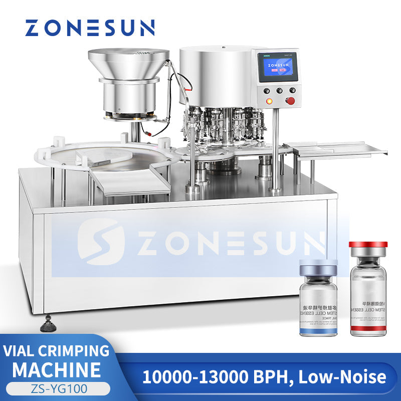 ZONESUN ZS-YG100 Automatic Rotary Glass Vial Bottle Filling Crimping Machine