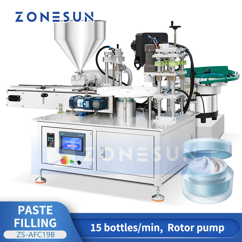 ZONESUN ZS-AFC19B Automatic Rotor Pump Cosmetic Paste Filling & Capping Machine  ZONESUNPRO