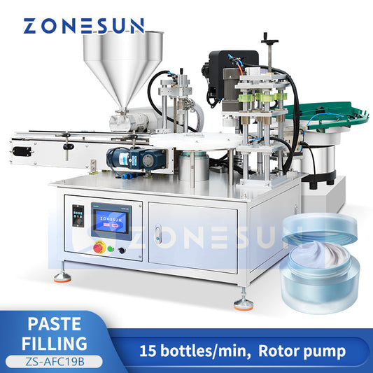 ZONESUN ZS-AFC19B Automatic Rotor Pump Cosmetic Paste Filling & Capping Machine  ZONESUNPRO