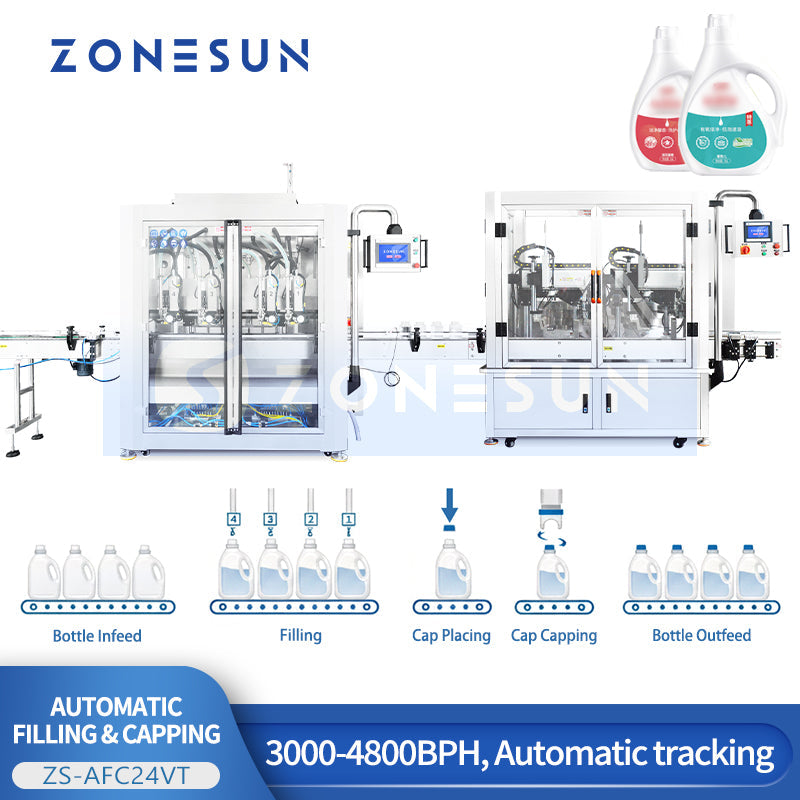 ZONESUN ZS-AFC24VT Detergent Cream Tracking Filling Capping Production Line