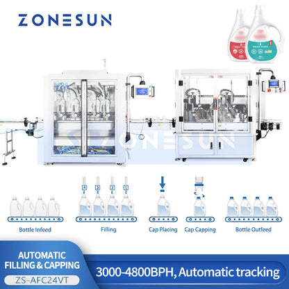 ZONESUN ZS-AFC24VT Detergent Cream Tracking Filling Capping Production Line