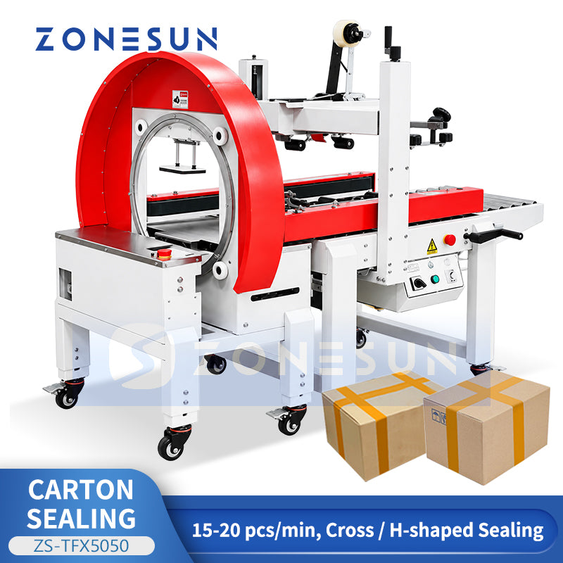 ZONESUN ZS-TFX5050 Automatic Carton Tape Sealing 360° Orbital Wrapping Machine