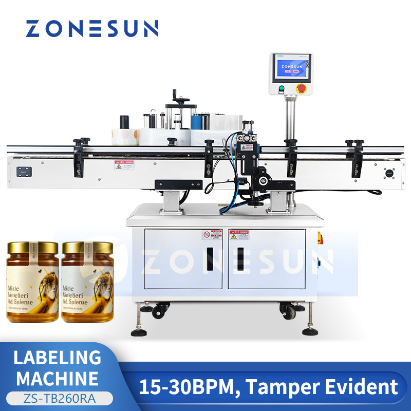 ZONESUN ZS-TB260RA Automatic Round Bottle Cap & Body Labeling Machine