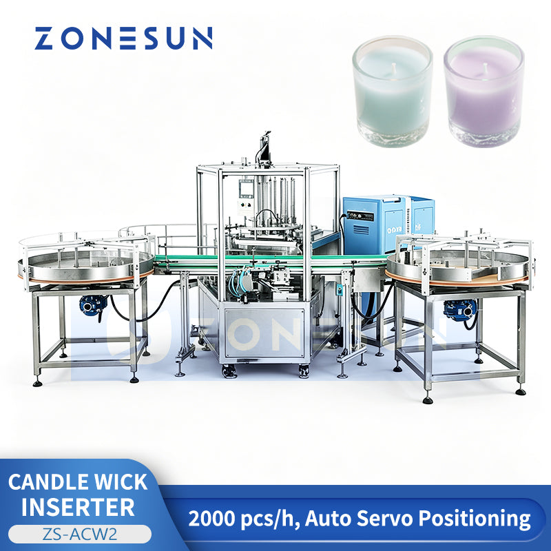 ZONESUN ZS-ACW2 Fully Automatic Candle Wick Inserteing Machine With Glue-Melting Unit