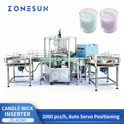 ZONESUN ZS-ACW2 Fully Automatic Candle Wick Inserteing Machine With Glue-Melting Unit