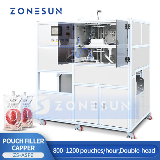 ZONESUN ZS-ASP2 Automatic Spout Pouch Piston Pump Liquid Filling Capping Machine  ZONESUNPRO