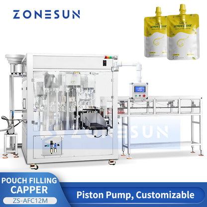 ZONESUN ZS-AFC12M High-Speed Servo Spout Pouch Piston Liquid Packaging Monoblock Machine (Up to 120 Bags/Min) ZONESUN
