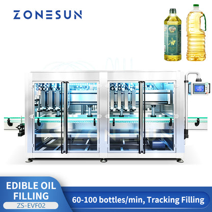 ZONESUN ZS-EVF02 8-Head Servo Tracking Cooking Oil Liquid Bottle Filling Machine