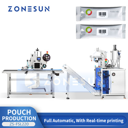 ZONESUN ZS-FSL220 Automatic Liquid Pouch Packing Machine Sachet Filling Sealing Real-time Labeling Line