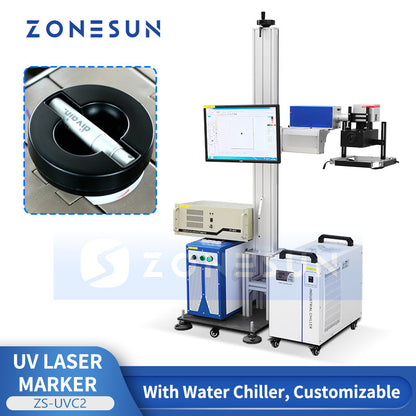 ZONESUN ZS-UVC2 355nm UV Laser Marking Machine 3W 5W with CCD Vision System Cold Light Laser Engraver for Plastic Glass Electronics