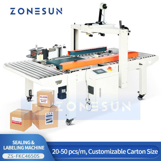 ZONESUN ZS-FKC4650S Automatic Box Tape Sealing and Labeling Machine