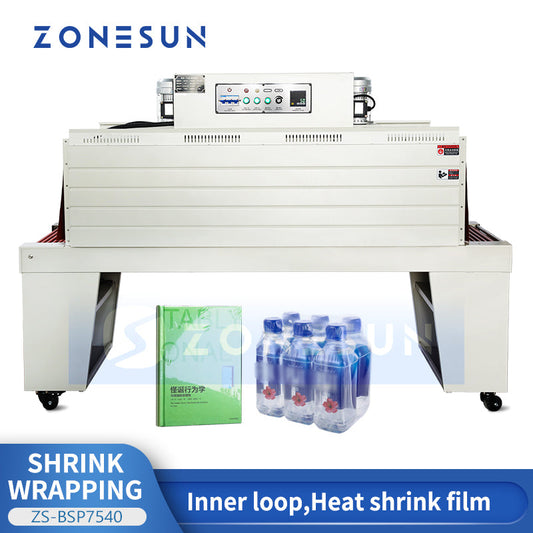 ZONESUN ZS-BSP7540 Bottle Box Heat Shrink Tunnel Wrapping Machine PVC, PP, PE, POF Film