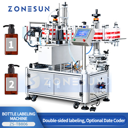 ZONESUN ZS-TB806 Semi Automatic Double-side Square Bottle Labeling Machine With Date Coder