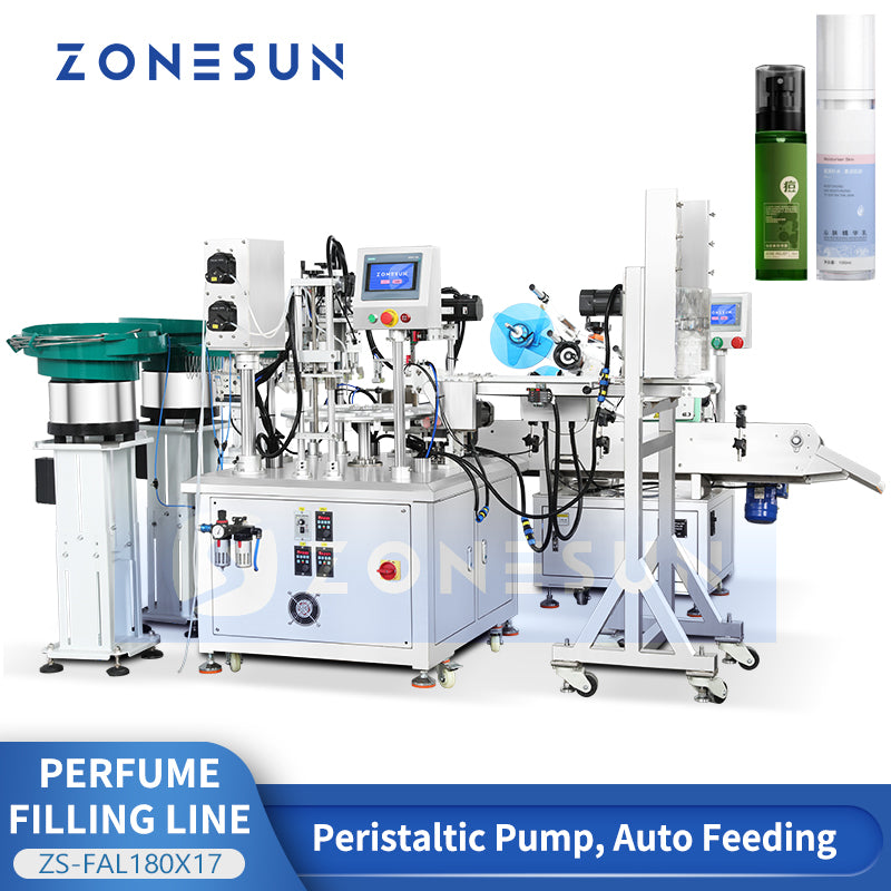 ZONESUN ZS-FAL180X17 Automatic Perfume Filling Capping Labeling Line