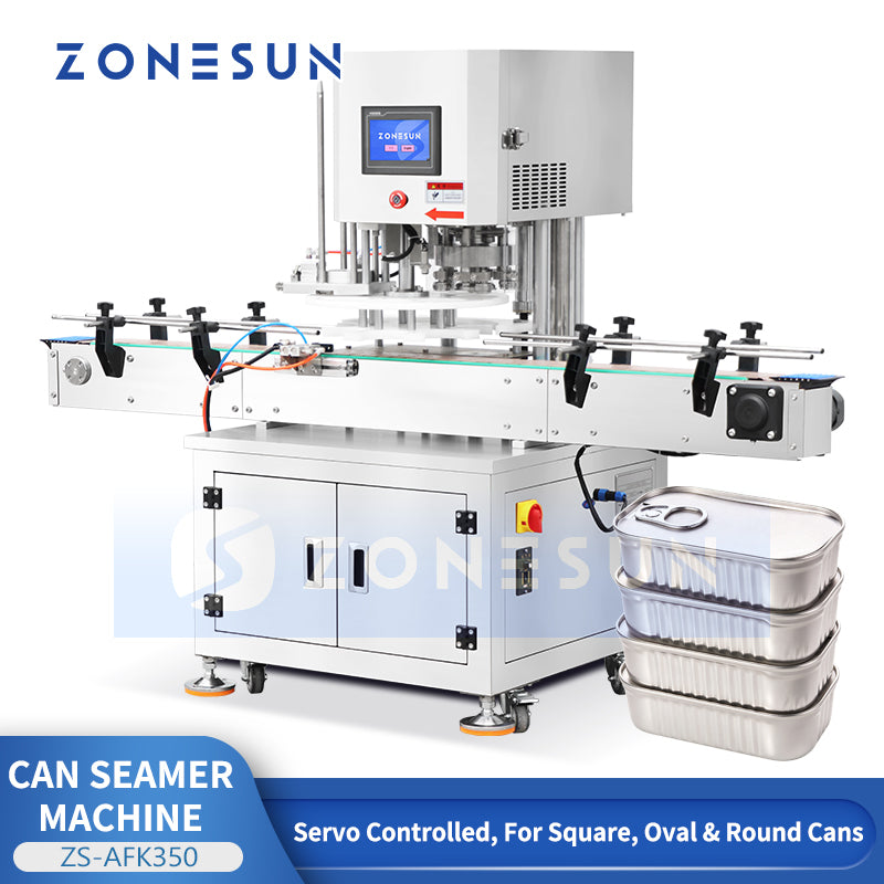 ZONESUN ZS-AFK350 Automatic Servo Metal Can Seamer for Square, Oval & Round Cans