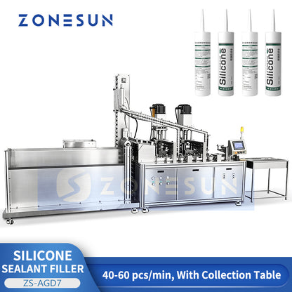 ZONESUN ZS-AGD7 Automatic 310ml Sealant Adhesive Cartridge Filling & Capping Machine