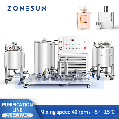 ZONESUN ZS-FAL180W Automatic Perfume Mixing Cooling and Filtration Line Fragrance Industrial Solution