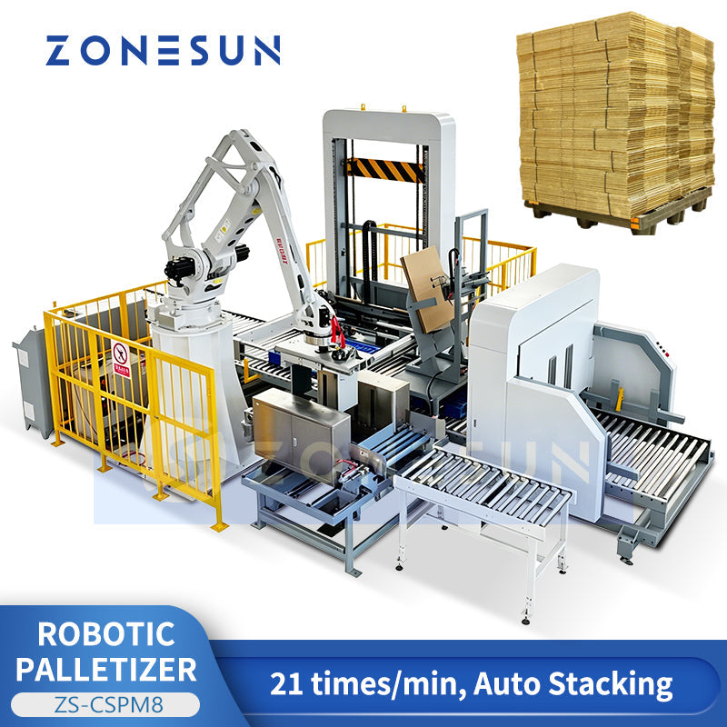 ZONESUN ZS-CSPM8 Automatic Corrugated Case Stacking & End-of-Line Packaging Line  ZONESUNPRO