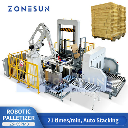 ZONESUN ZS-CSPM8 Automatic Corrugated Case Stacking & End-of-Line Packaging Line  ZONESUNPRO