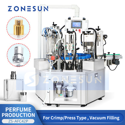 ZONESUN ZS-AFC42P Automatic Perfume Monoblock Filling Machine Vacuum 3–100ml Filling Negative Ion Rinsing Integrated Fragrance Equipment