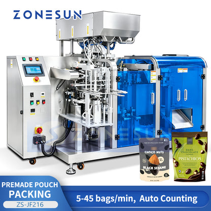 ZONESUN ZS-JF216 Automatic Solid Product Counting & Premade Pouch Packing Machine
