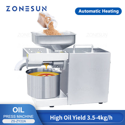 ZONESUN ZS-ZY22A Compact Oil Press Machine for Nuts, Seeds & Grains